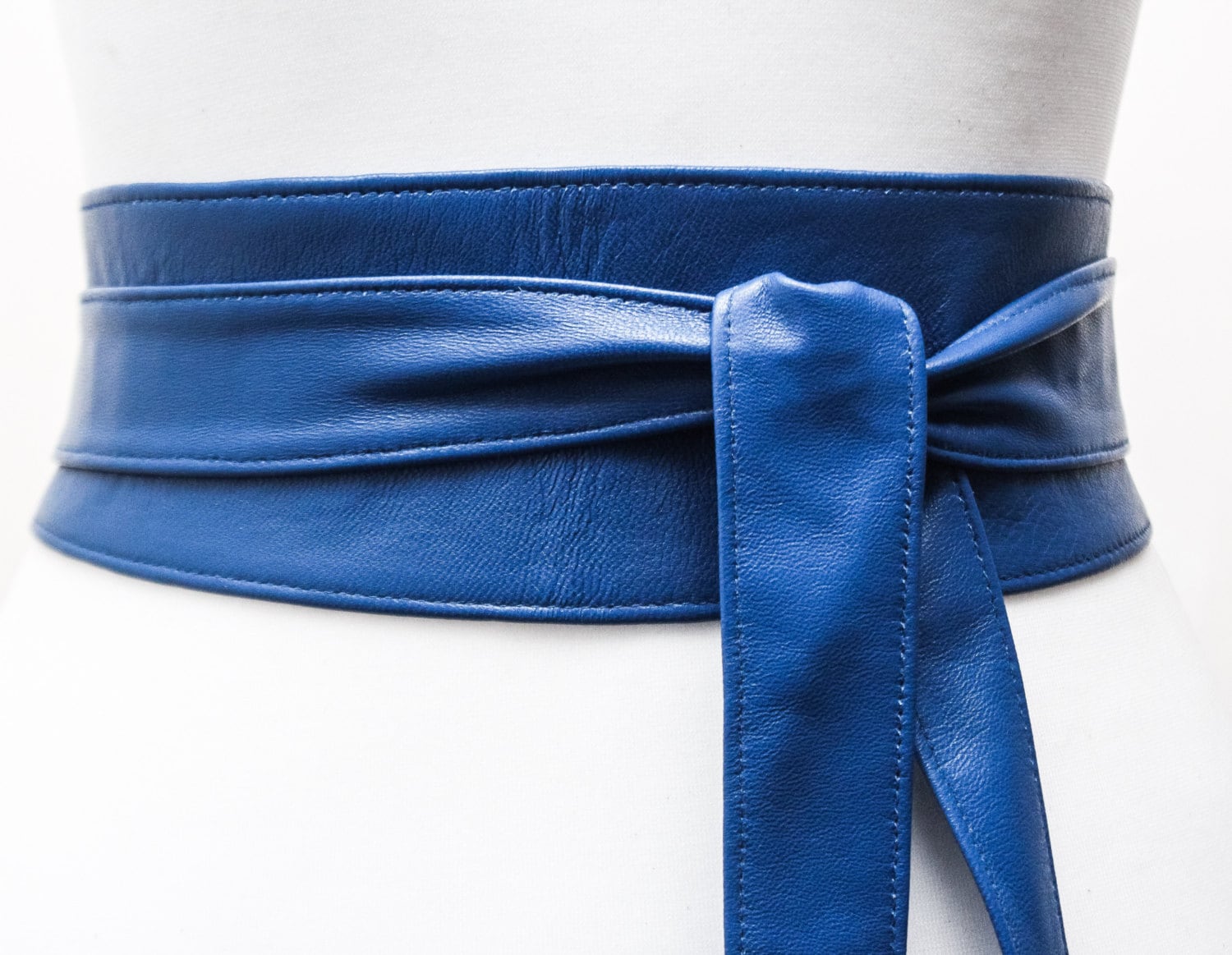 Royal Blue soft Leather Obi Belt Waist Corset Belt Real