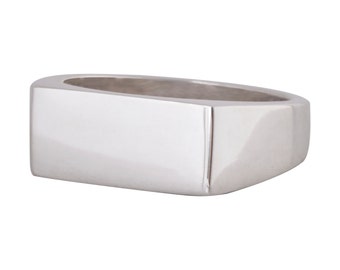 Solid silver signet ring rectangular PERSONALISED engraving