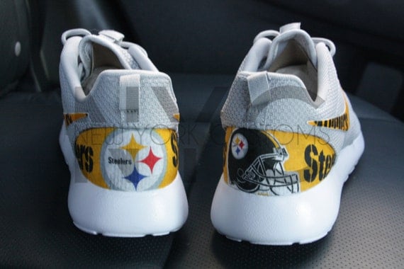 hot sale Pittsburgh Steelers Nike Roshe Run Grey Custom Men hot sale Pittsburgh Steelers Nike Roshe Run Grey Custom Men