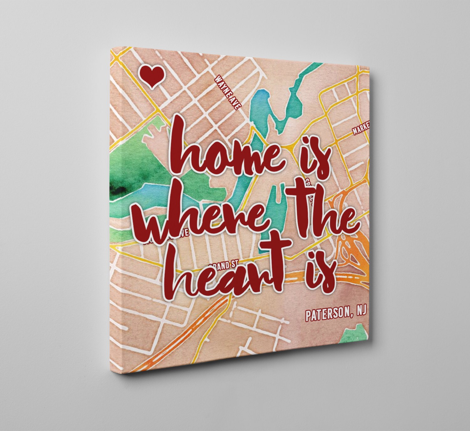 Wrapped Canvas Custom Map Art Unique Watercolor Map