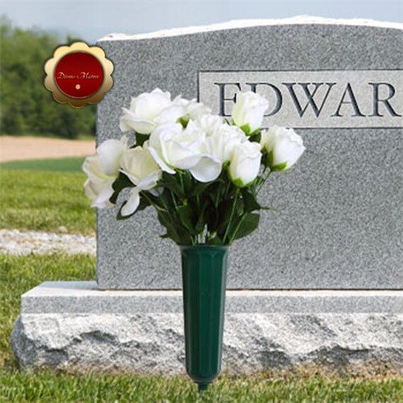 2 Floral Garden Plastic Cemetery Vases Cemetery Stake Vases