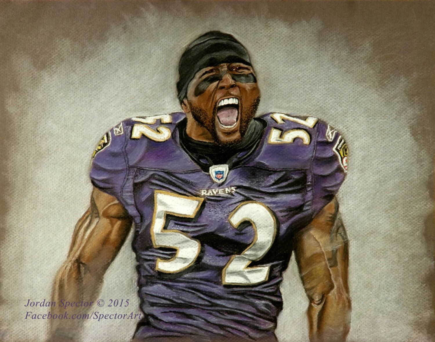 Baltimore Raven Ray Lewis Art Print Ravens Art by SpectorArt