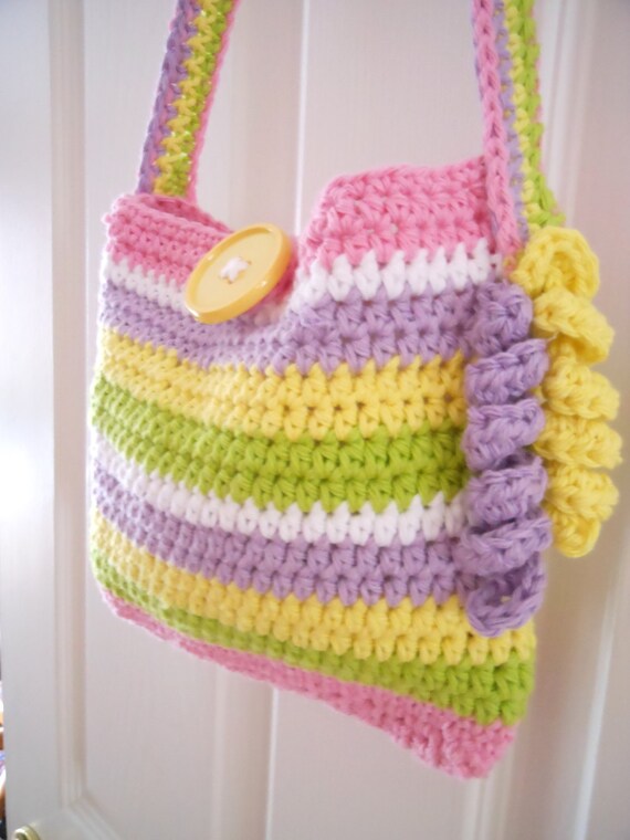 colorful crochet bag little girl's purse over the