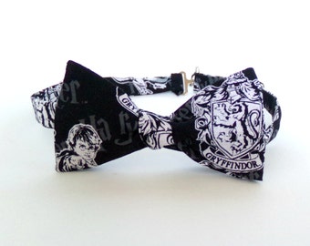 Harry Potter Bow Tie Self Tie Hogwarts Gryffindor Black White Bowtie Neutral Various Sizes Boy Men Extra Long Magic Freestyle Adjustable TIe