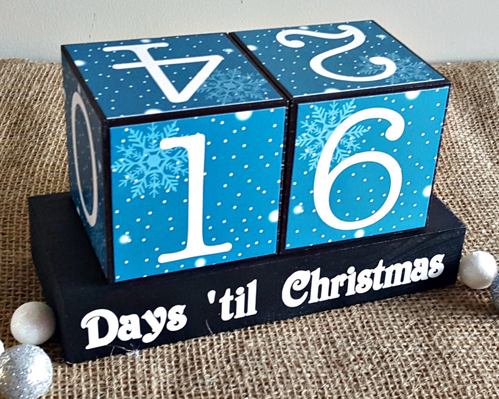 Xmas Decor Days til Christmas Countdown Blocks Santa Blocks