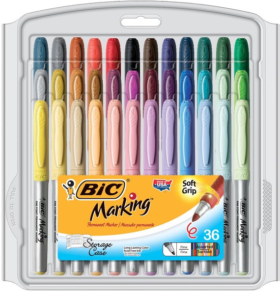 Download 36 BIC Marking Permanent Markers Fashion Colors, Fine Point, Adult Coloring Books, Drawing ...