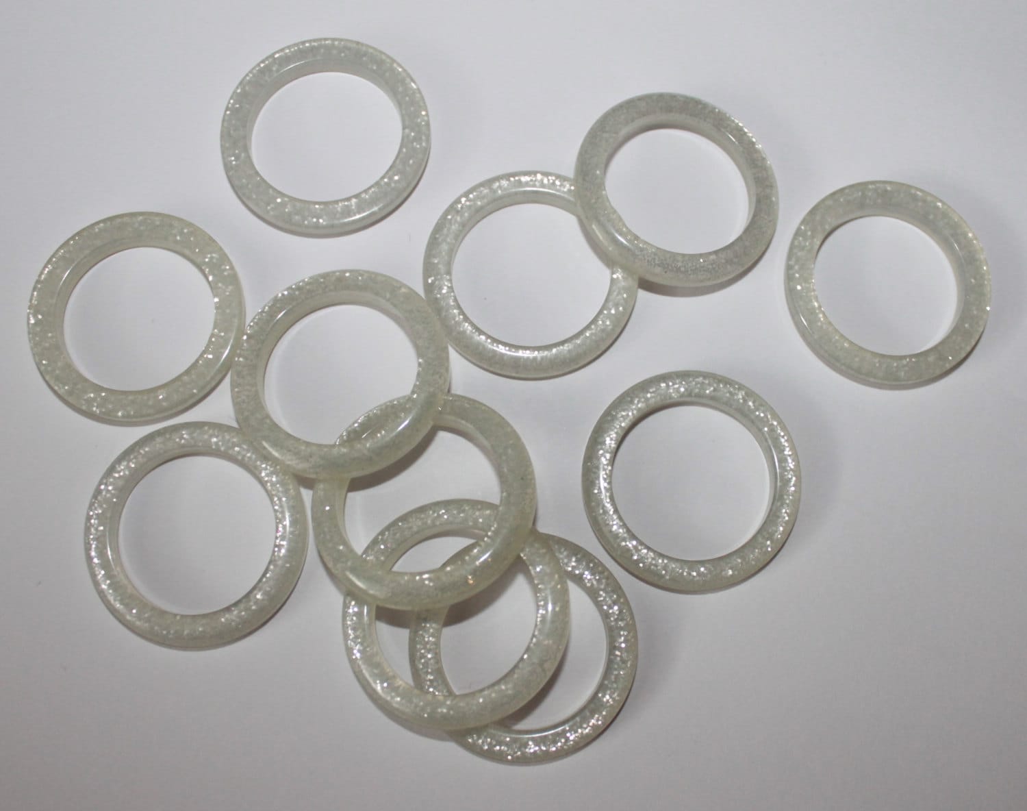 Clear shiny glitter plastic craft rings DIY crafts jewelry