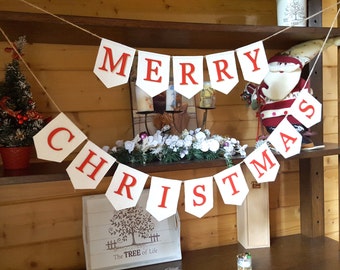 Items similar to Burlap MERRY CHRISTMAS Banner Garland or photo prop ...