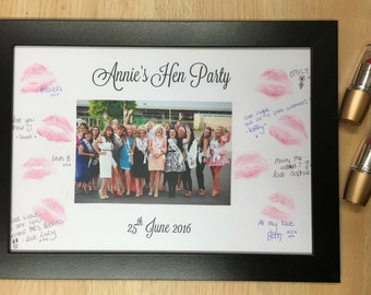 Lipstick Kiss Frame Hen Party Night Do Bachelorette keepsake gift for bride to be game guest book Kiss the Miss Goodbye HPLSF102