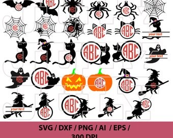 80% Off, Halloween svg, Halloween Silhouette, Halloween Clipart, Halloween Monograms, Halloween Monogram Frames, Pumpkin svg, Witch svg