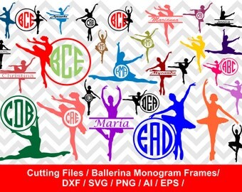 Ballerina SVG Cut File / Ballerina silhouette / Ballet Monogram Frames / dancer svg / Ballerina vector file / svg dxf ai eps png /