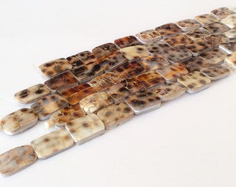 Shell beads, natural shell beads, cowrie shell beads rectangle-10pc