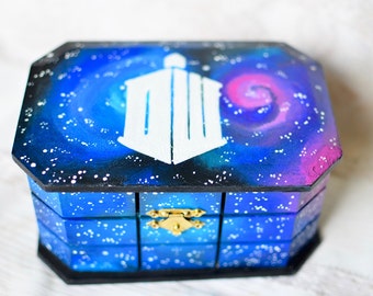 Doctor Who Box - Police box - Tardis handmade inspired wooden jewelry storage box , hand painted , wood box storage keepsake wood wooden box