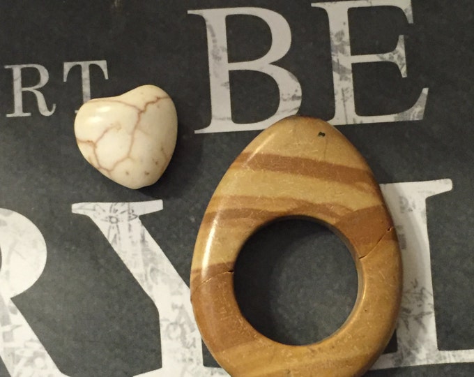 Wood and Stone Heart Earrings