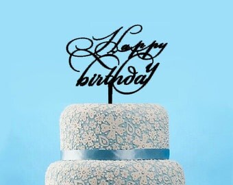 Happy Birthday Cake Topper-Happy Birthday-Custom Happy Birthday Cake Topper-Acrylic Cake Topper Birthday-Happy 50th Anniversary Cake Topper