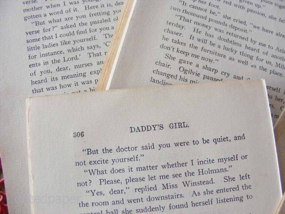 100 Sheets Vintage Book Pages From Daddy S Girl 1900 Novel