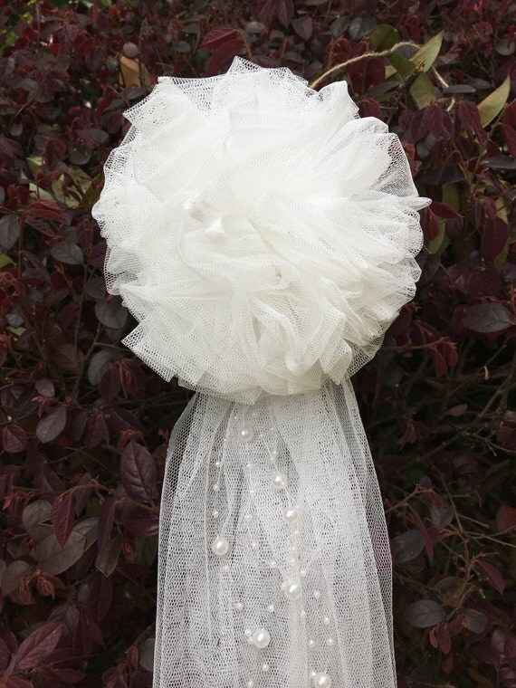 6pcs Vintage Tulle Bow Pew Chair bow Pew Bows Tulle Flowers