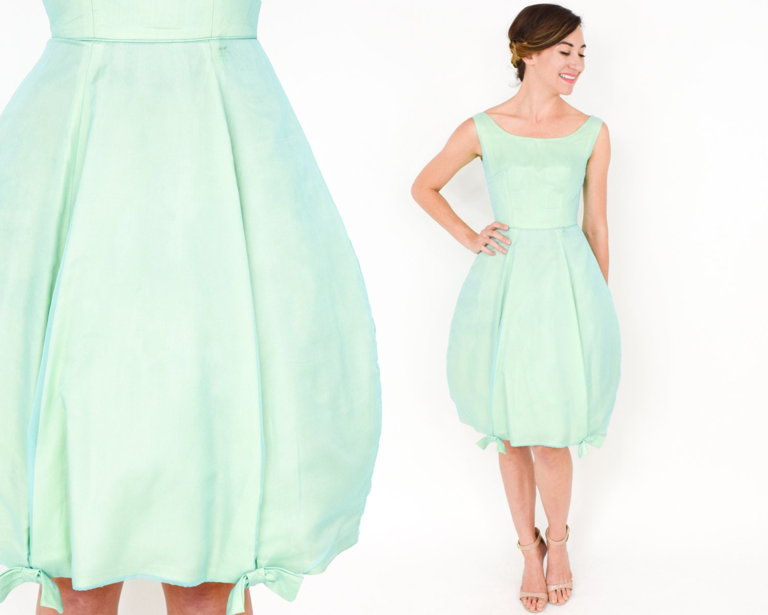 50s Bubble Party Dress Green Cocktail Dress Mint Green