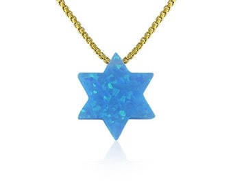Opal star of david necklace on a solid .925 sterling silver chain the perfect Jewish gift
