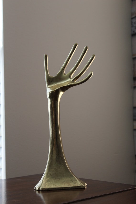 Large Hand Form Jewelry Hanging Display Hand in Brass Tall