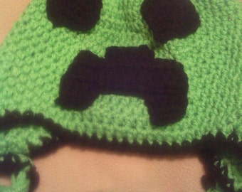 Minecraft crocheted character earflap hat,character hat,Halloween costume,handmade gift