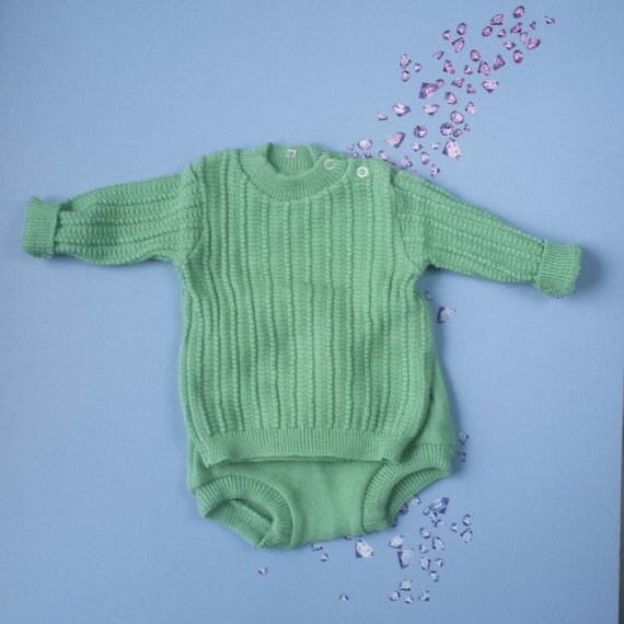 1960's vintage knitted baby boy suit new deadstock newborn