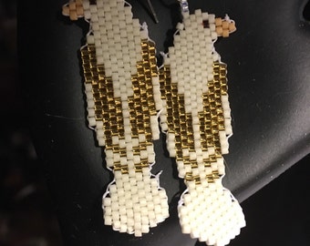 White Raven Hand Beaded Earrings GOTInspired White Bird