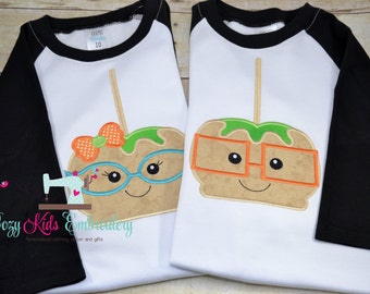 Fall Shirt, Thanksgiving Shirt, Brother Sister Shirt, Candy Apple Shirt, Glasses Shirt, Embriodery, Applique, Custom Shirt, Boy Girl shirt