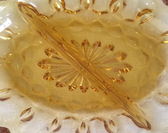 Anchor Hocking Amber Divided Relish Dish Fairfield Pattern