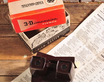 View Master - Vintage View Master - 3 Dimensions Viewer - Vintage Viewer Toy - Viewmaster 1950 with Box and booklet! Bakelite Model E 3D