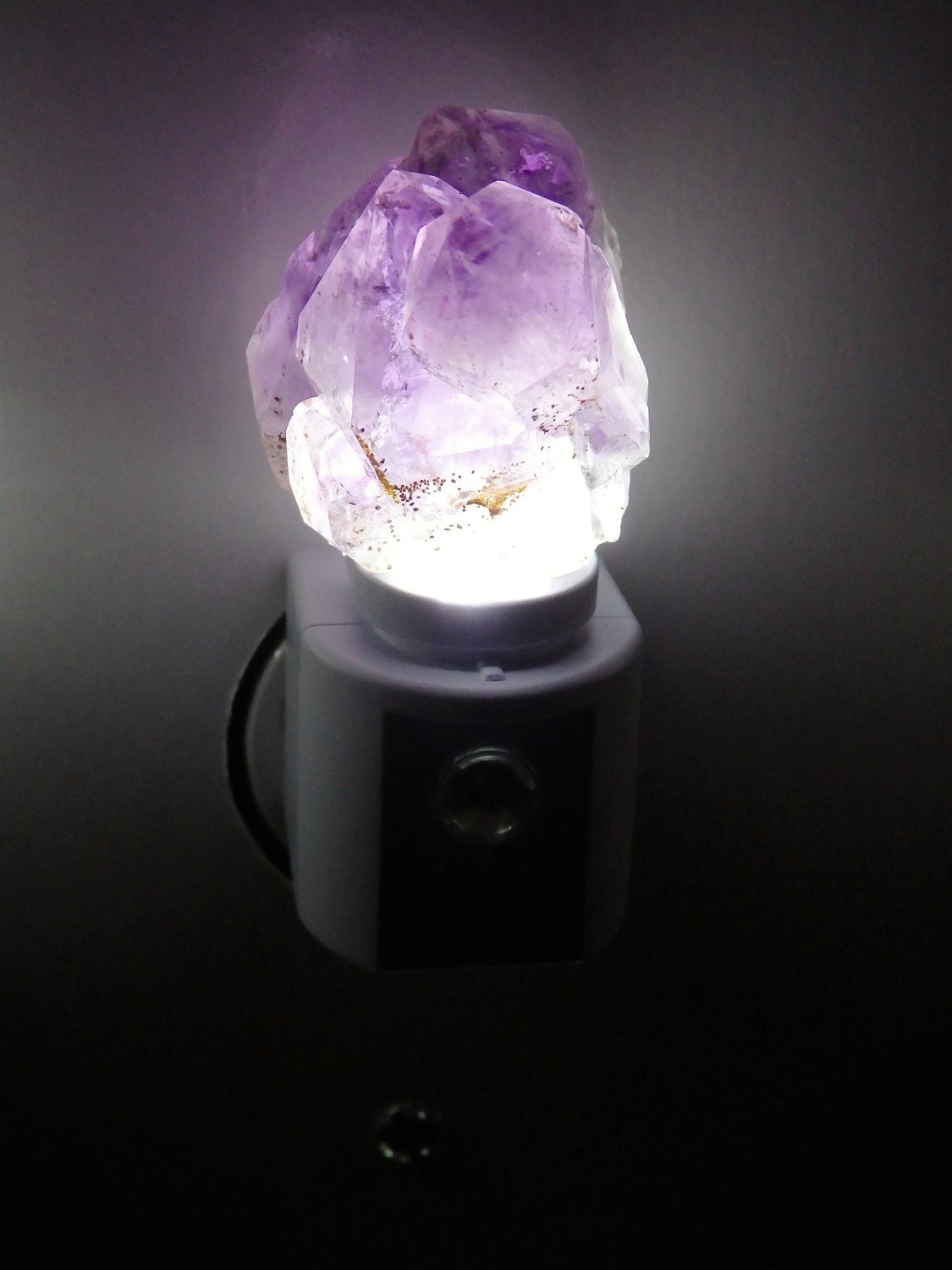 Amethyst LED Gemstone Nite Light//Geode by CrystalLuxeLighting