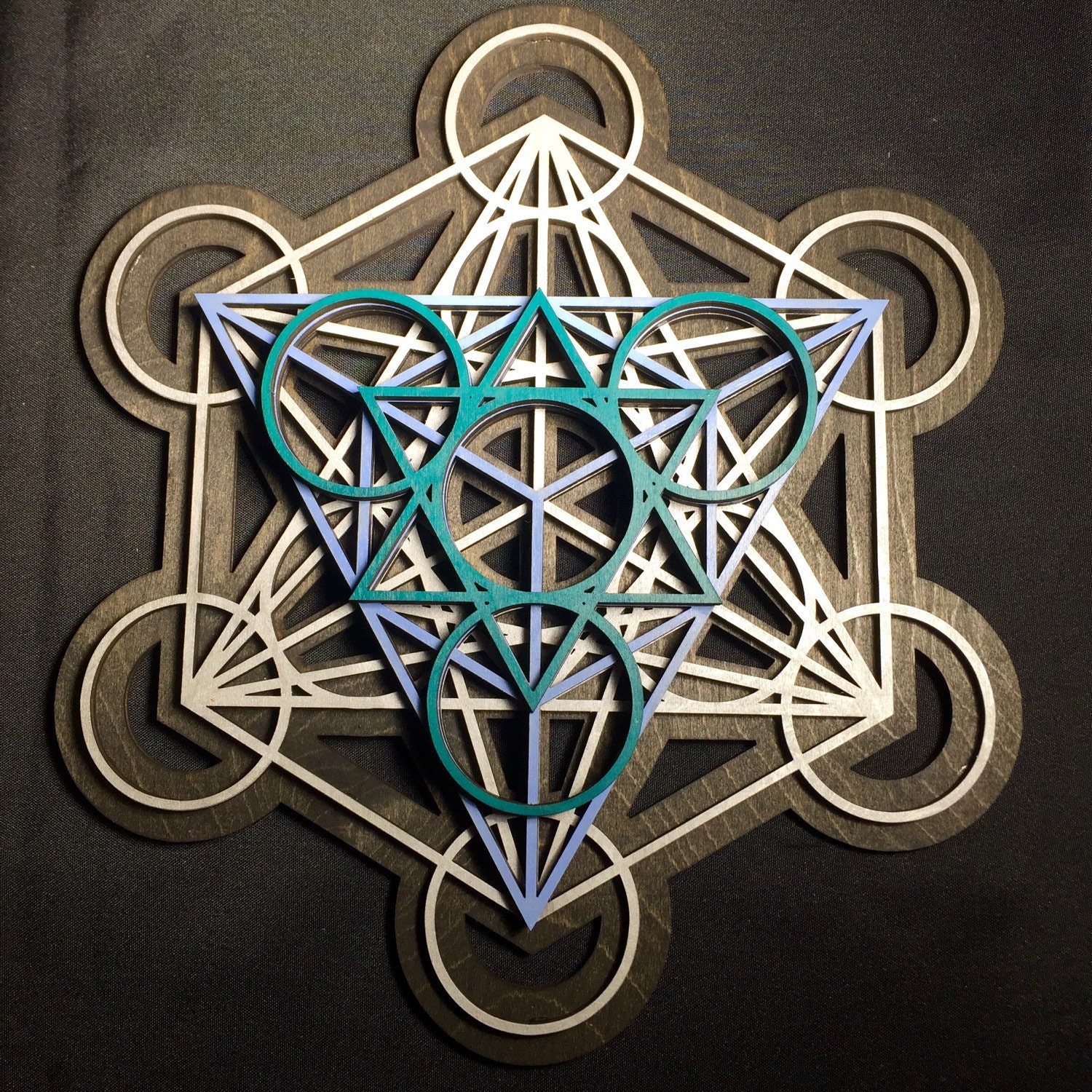 Metatron's Cube Wall Art 12 Silver Blue