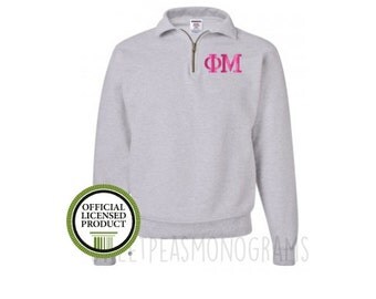 Phi Mu Quarter Zip, Monogram Fleece Pullover, Monogram Sweatshirt, Monogram Pullover, Sorority Pullover, Big Little Gift, Phi Mu