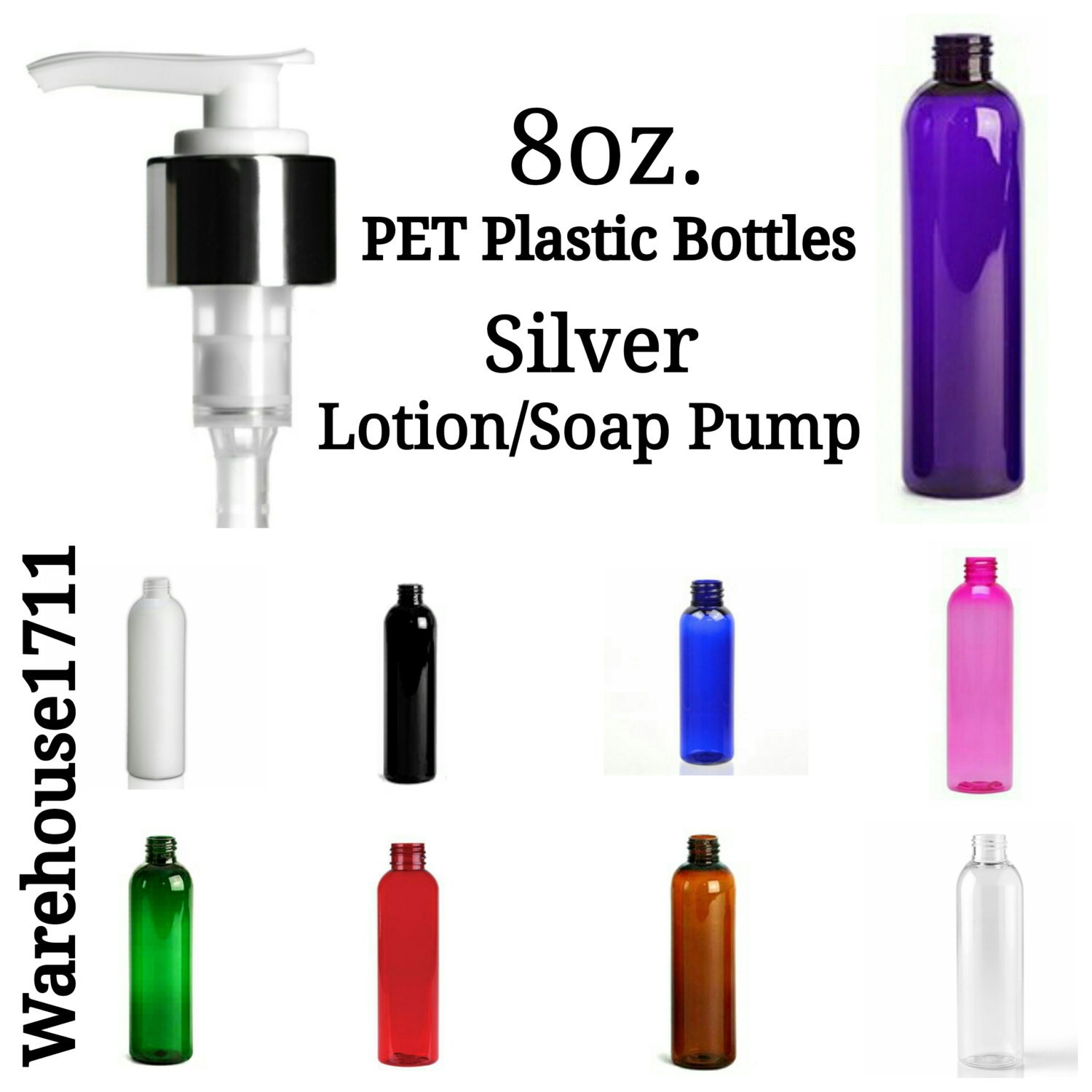 Download 8oz. Boston Round Plastic Bottles SILVER Lotion/Soap Pump Yellowimages Mockups