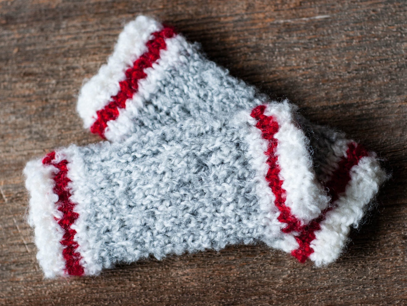 Lumberjack styled knit baby leg warmers