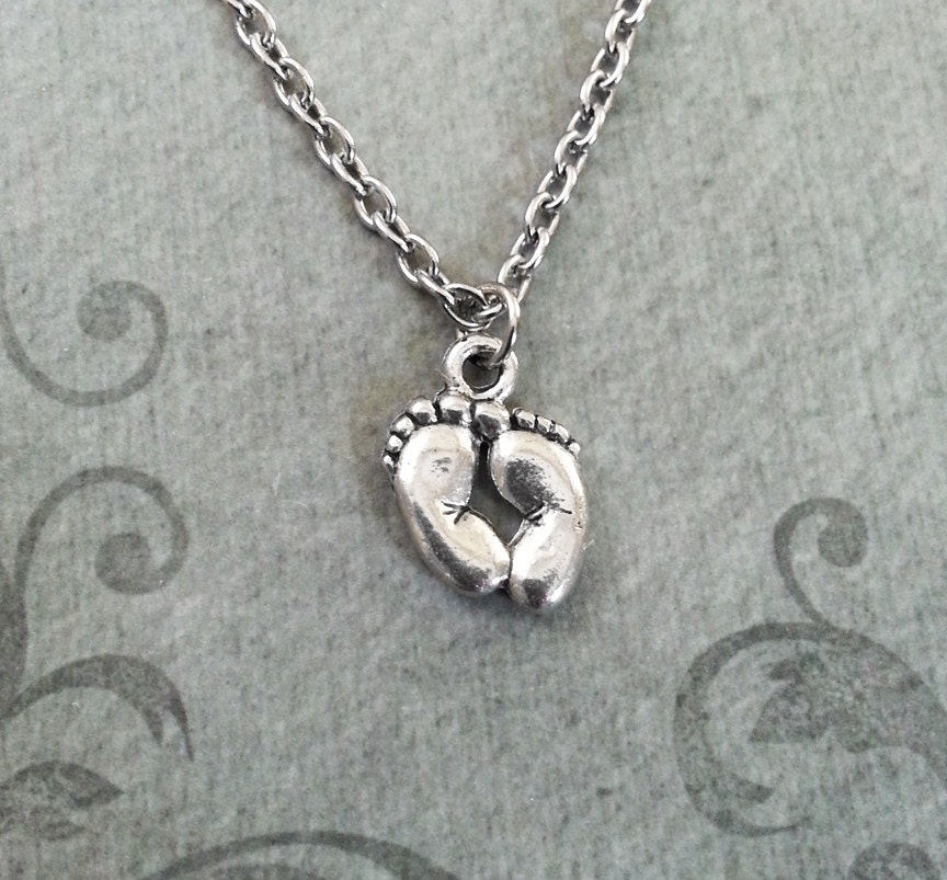 Baby Feet Necklace VERY SMALL Foot Jewelry Footprints Pendant