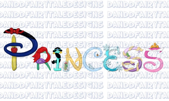 disney princess themed digital art letters printable instant