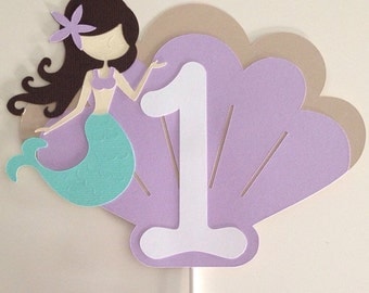 Mermaid Cake Topper | Aqua & Lavender Cake Topper | Smash Cake Mermaid Topper | Under The Sea Decor | Mermaid Decor | Party Decor