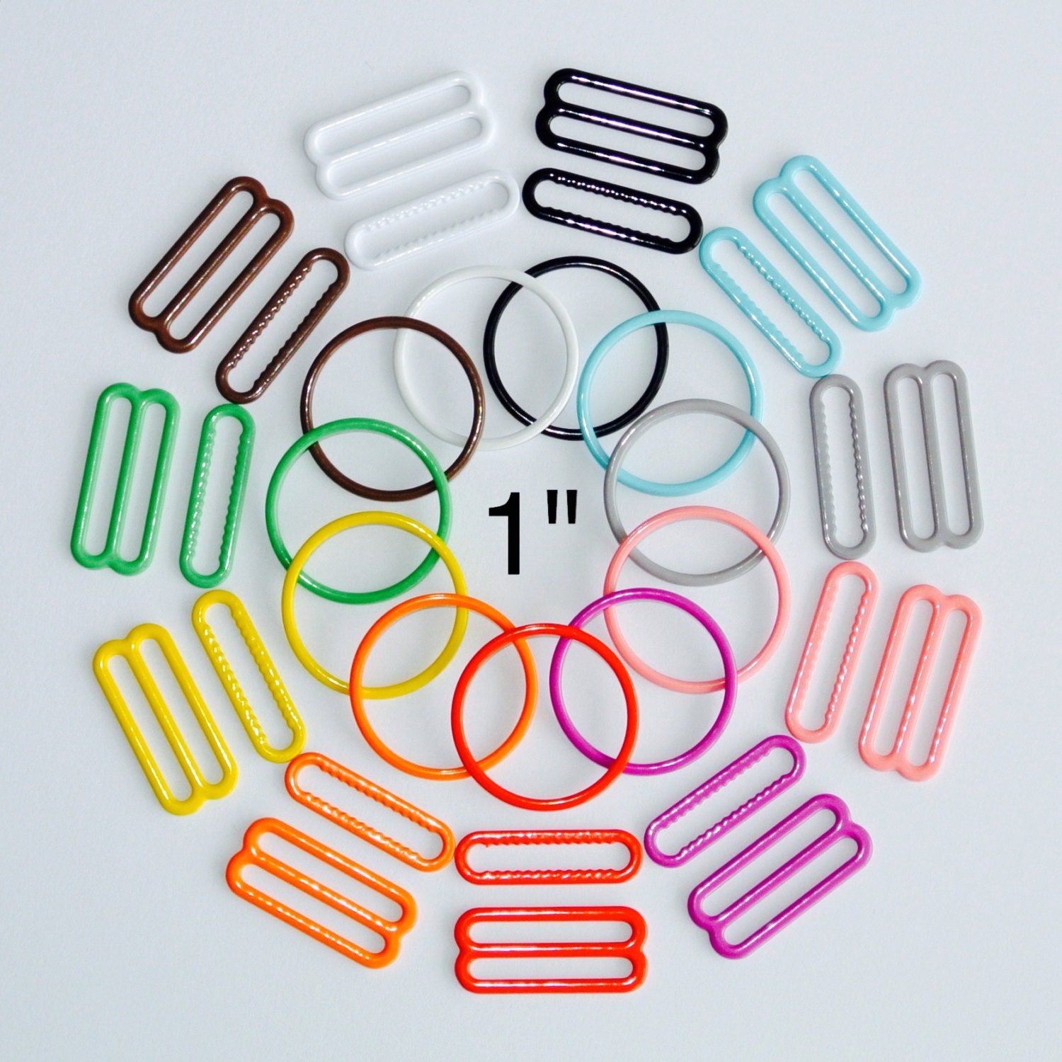 1 25mm Bra Sliders & Rings 12 Color Choices Nylon