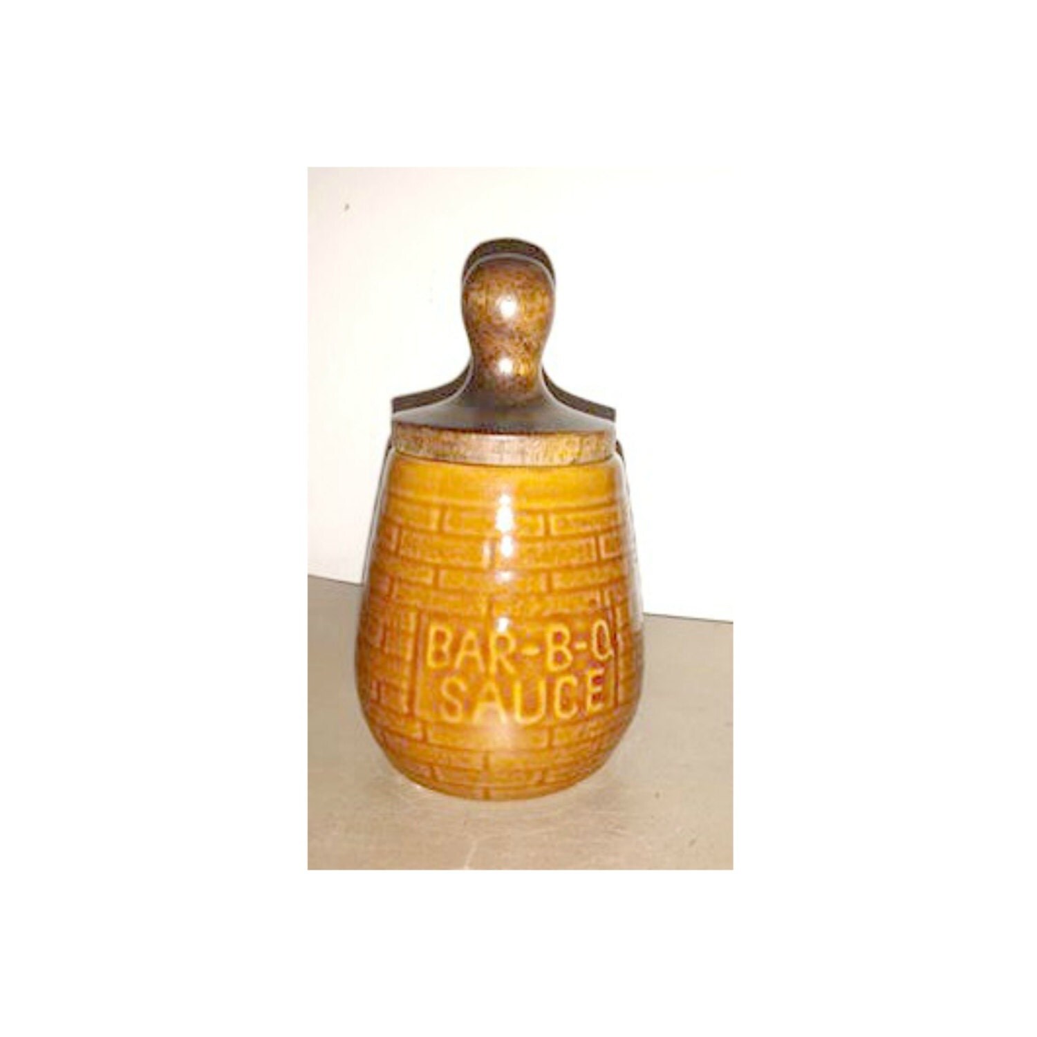 Vintage Barbecue Jar And Brush Brown PotteryBBQ By JunkYardBlonde