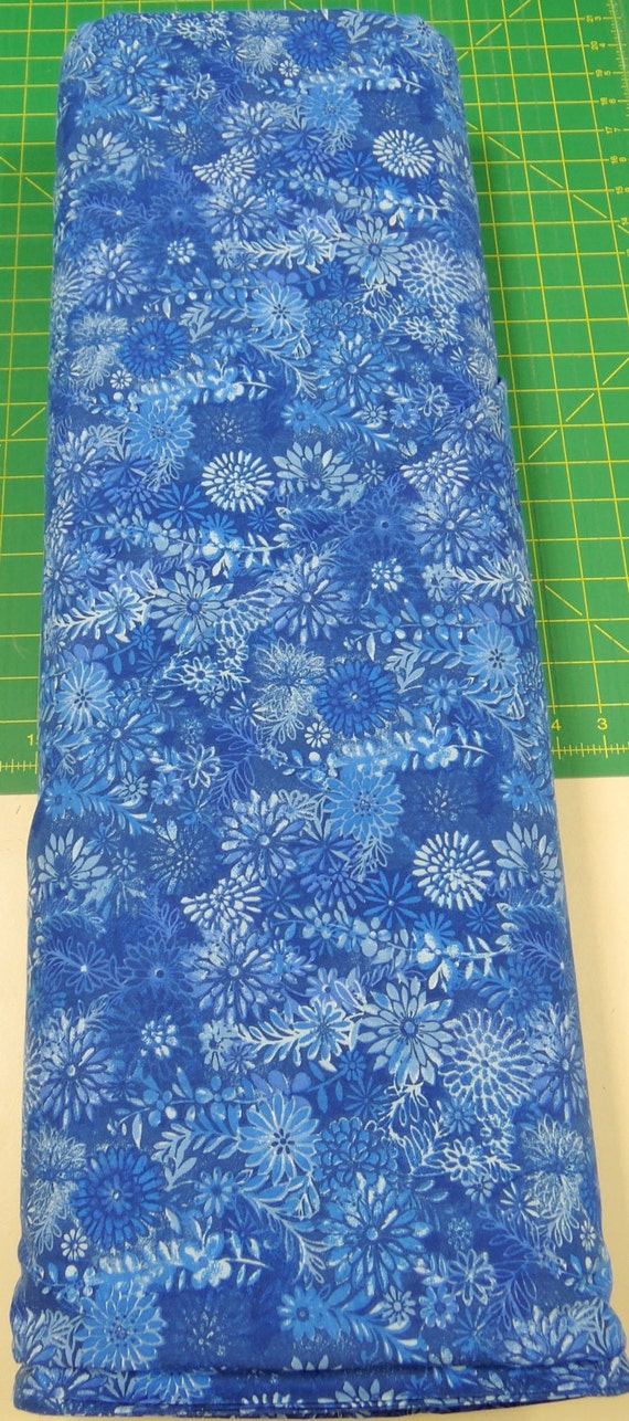 108 Royal Blue floral Quilt Backing fabric. 108 inch