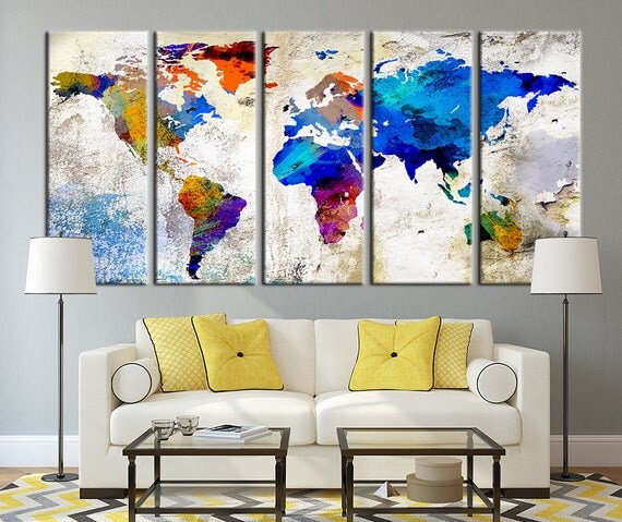 World Map Canvas Print Large Wall Art World By Extralargewallart