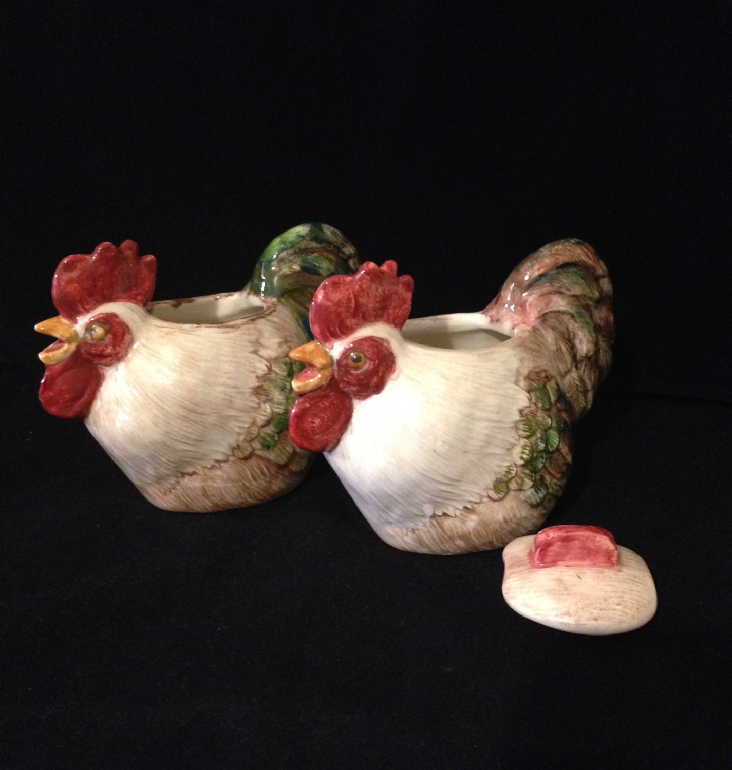 Chicken Sugar and Creamer Set Vintage Iandola by ThePokeyPoodle