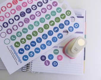 Multi-Colored Functional Printable Stickers \\ INSTANT DOWNLOAD \\ Great for Erin Condren Planner, Kikki K, Filofax \\ Use w/circle punch!