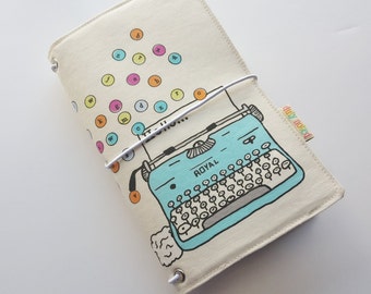 Typewriter Letters Fabric fauxdori cover Midori by Duly Noted