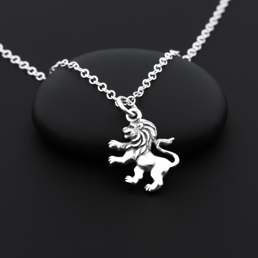 Lion Necklace Leo Zodiac Necklace Sterling Silver Lion