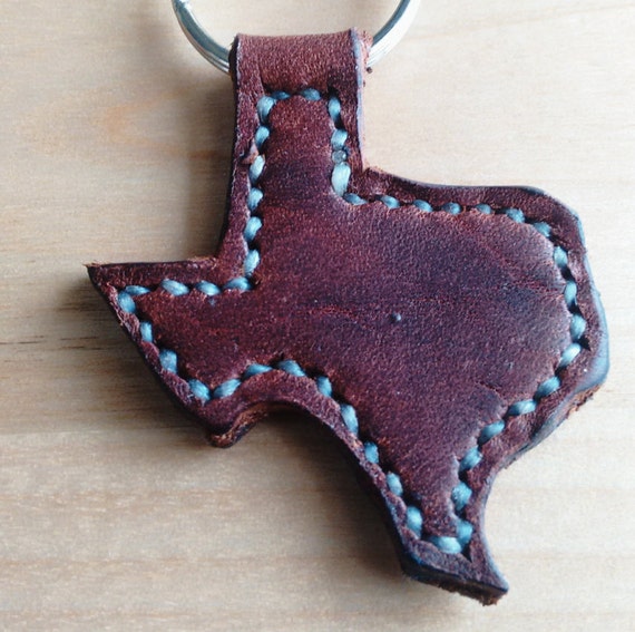 Leather keychain Texas charm key fob