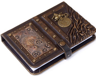 Steampunk leather journal,personalized leather notebook, travel journal, travel notebook,writing journal,steampunk,journals with lock