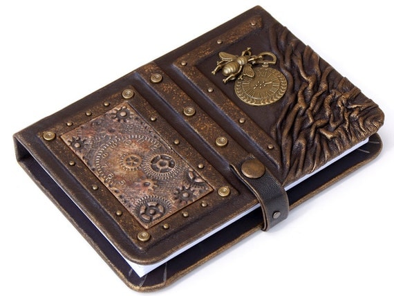 Steampunk leather journal,personalized leather notebook, travel journal ...