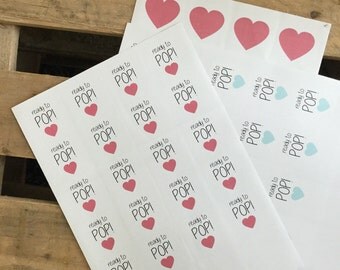Ready To Pop Stickers, Baby Boy, Blue Heart, Babyshower Favor Sticker, Blue Babyshower, Thank You Favor, Thank You Sticker, Babyshower Label